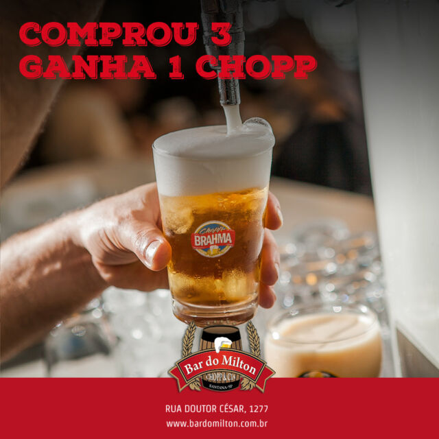 Marque aqui aquele amigo que vai adorar essa novidade e venha brindar com a gente. 

Porque no Bar do Milton, diversão e chopp gelado nunca faltam! 😄

📞 (11) 2099-4000 
📱 (11) 99506-4120
📍 R. Doutor César, 1277 – Santana

#BarDoMilton #Promoção #ChoppBrahma #ChoppGelado #BrindarComAmigos