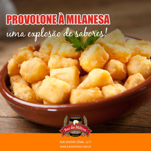 "Prepare-se para uma explosão de sabor! 💥🧀 

Nosso provolone à milanesa é crocante por fora, derretido por dentro e perfeito para qualquer momento. 

📞 (11) 2099-4000
📱 (11) 99506-4120
📍 R. Doutor César, 1277 – Santana

�
#ProvoloneÀMilanesa  #PetiscoDelicioso #BarDoMilton  #MomentosEspeciais