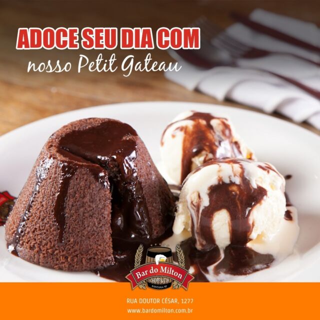 No Bar do Milton temos a sobremesa perfeita para você: um petit gateau delicioso, com um recheio de chocolate derretido e sorvete de creme para acompanhar. 

Finalize seu almoço com essa maravilha!

📞 (11) 2099-4000
📱 (11) 99506-4120
📍 R. Doutor César, 1277 – Santana

#PetitGateau #SobremesaDeliciosa #BarDoMilton #AdoceSeuDia #PrazerGastronômico