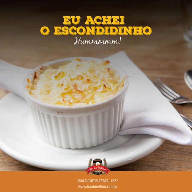 O escondidinho do Bar do Milton é tão saboroso que merece ser revelado!

 Preparado com ingredientes frescos e recheio irresistível, ele é perfeito para quem busca uma refeição  deliciosa.

Esperamos por você!

📞 (11) 2099-4000
📱 (11) 99506-4120
📍 R. Doutor César, 1277 – Santana

#BarDoMilton #Escondidinho #SaborIrresistível #RefeiçãoDeliciosa #Gastronomia