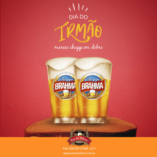 Chopp em dose dupla!

Celebre o Dia do Irmão com um brinde especial aqui no Bar do Milton! 

Afinal, grandes momentos merecem um brinde à altura

📞 (11) 2099-4000 
📱 (11) 99506-4120
📍 R. Doutor César, 1277 – Santana

#BarDoMilton #DiaDoIrmão #ChoppEmDobro #BrindeDuplo #CelebreComSabor