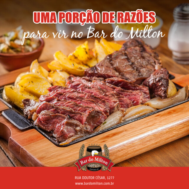 🍻 No Bar do Milton, sempre temos uma porção de motivos para você aparecer por aqui!

😋 Seja para curtir bons momentos com os amigos, relaxar depois de um dia corrido ou simplesmente saborear aquela comida que só a gente sabe fazer. Cada porção é um convite para aproveitar o melhor de Santana!

Chame a galera e venha descobrir o seu motivo favorito! 😉

📞 (11) 2099-4000 
📱 (11) 99506-4120
📍 R. Doutor César, 1277 – Santana

#BarDoMilton #porcoes #barzonanorte