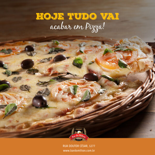 Que tal acabar o mês em pizza? No Bar do Milton, a celebração nunca acaba! Reúna os amigos e venha saborear nossas delícias, porque todo mês merece um encerramento saboroso. 🎉🍻

Não deixe para amanhã o que você pode comer hoje!

📞 (11) 2099-4000 
📱 (11) 99506-4120
📍 R. Doutor César, 1277 – Santana

#BarDoMilton #acabaempizza #pizza