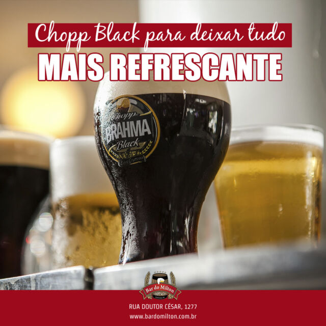 Nada como um Chopp Black geladinho para deixar seu momento ainda mais refrescante e especial! 😍 

Vem brindar com a gente no Bar do Milton! 🍻

📞 (11) 2099-4000
📱 (11) 99506-4120
📍 R. Doutor César, 1277 – Santana

#Chopp #ChoppBlack #BarDoMilton